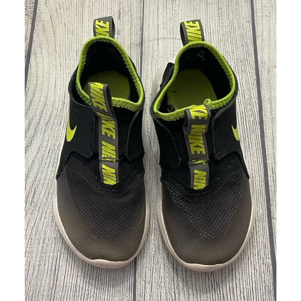 Black & Lime Green Nike Little Boy Toddler Slip On Shoes, Size 10